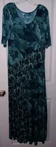 Soft Surroundings M Saunterre Tropical Green Leaf Jersey Knit Maxi Dress  - £29.32 GBP