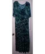 Soft Surroundings M Saunterre Tropical Green Leaf Jersey Knit Maxi Dress  - £29.18 GBP