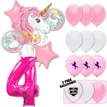 Pretty In Pink Unicorn Deluxe Balloon Bouquet - Pink Number 4 - $32.99