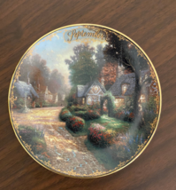 Thomas Kinkade&#39;s Simpler Times Decorative Plate September Cobblestone Lane - $9.85
