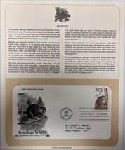 American Wildlife Mail Cover FDC &amp; Info Sheet Beaver 1987 - £7.84 GBP