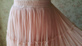 Blush Pink Tiered Midi Skirt Women Custom Plus Size Tulle Skirt Holiday Outfit image 8