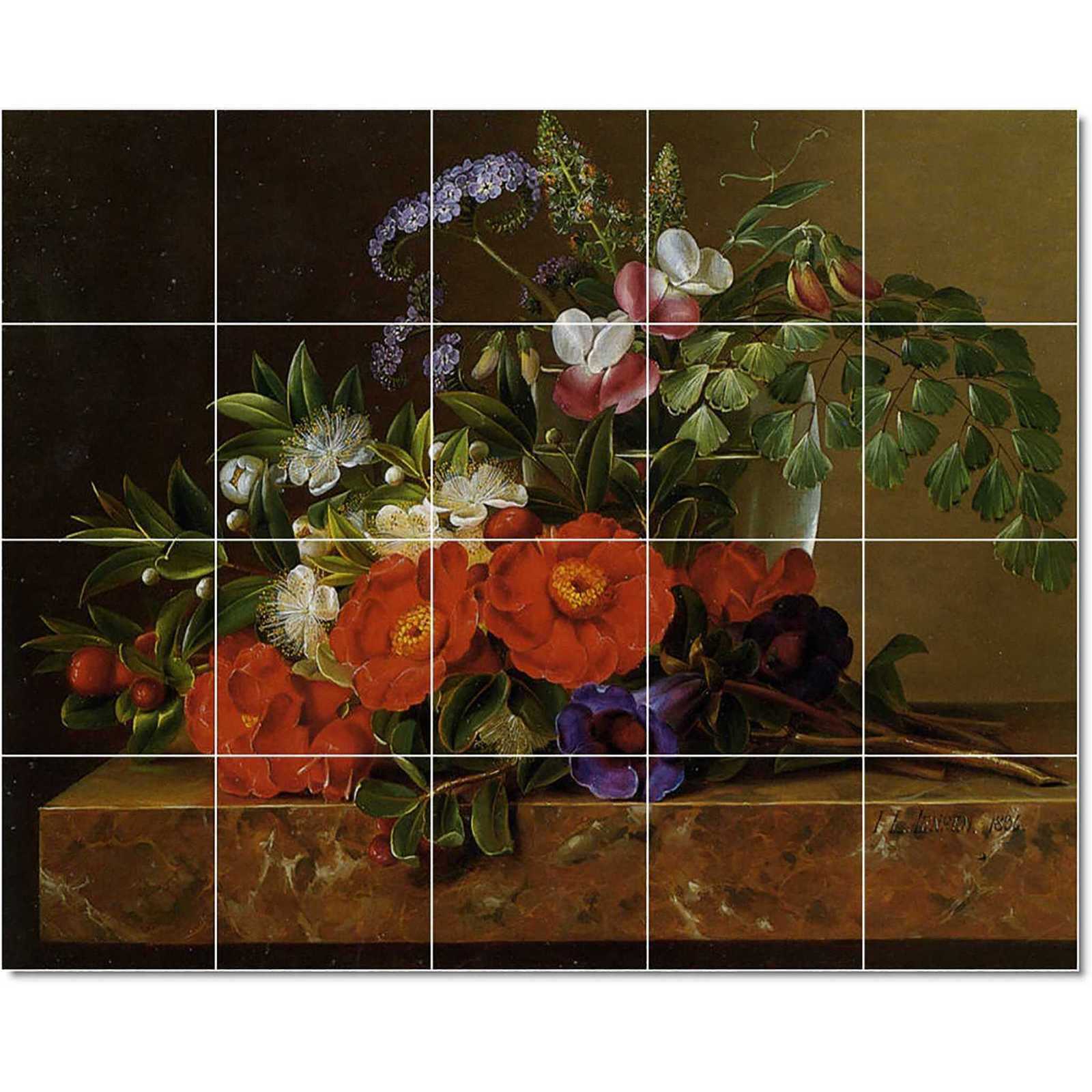 Jensen johann laurents still life with roses and poppies