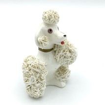 POODLE with collar thin spaghetti ceramic figurine - vintage 1950s made in Japan - £18.19 GBP