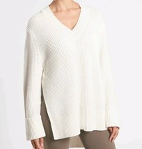 Athleta Women’s Shasta  Ivory V-Neck Knit Sweater Size XS Oversized RETA... - $32.18