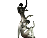 Vintage Metal Wall Modern Art Hand Made Sculpture Woman Yoga Pose Stretc... - $29.99