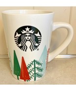 (1) Starbucks Logo Coffee Tea Mug Cup Christmas Trees Holiday 14 Oz Cera... - £11.51 GBP