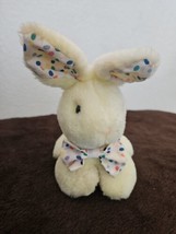 Vintage Dan Dee Bunny Rabbit Plush Stuffed Animal Yellow Colorful Polka Dots Bow - £10.73 GBP