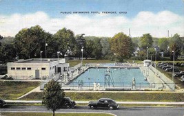 Public Swimming Pool Fremont Ohio 1956 linen postcard - £5.14 GBP