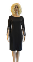 Eliza J NWT Exquisite BLACK Embellished Bell-Sleeve Sheath Crepe Dress s... - £38.87 GBP