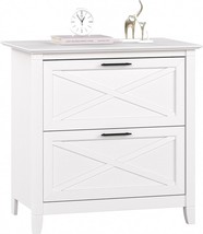 Pure White Oak Bush Furniture Key West Lateral File Cabinet With 2 Drawers. - £173.97 GBP