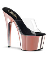 SALE PLEASER ADORE-701 7" Heel Rose Gold Chrome Platform Clear Women Sho... - $41.97