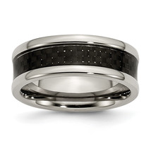 Chisel Titanium Polished with Black Carbon Fiber Inlay 8mm Band TB271 - $73.70