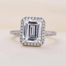 Moissanite Emerald Cut Engagement Ring 3.20 Ct Flawless Moissanite Wedding Ring - £117.60 GBP
