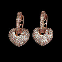 Aretes colgantes o colgantes de corazón de diamante VVS1/D de corte redondo... - $117.20