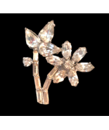 Vintage Clear Glass Layered  Brooch Floral Daisy Flower - £21.92 GBP