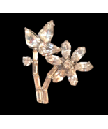 Vintage Clear Glass Layered  Brooch Floral Daisy Flower - £20.92 GBP