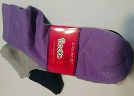 Fancy Assorted Designs-3 Colors Ladies ankle socks 9-11 cotton blend NEW - £3.80 GBP