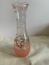 Vintage glass vase with frosted pink &amp; gold accents - £7.07 GBP