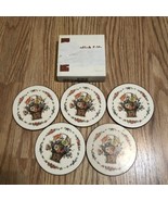 English Life Coasters Set of 5 Cork Back Flower Baskets VTG Made In England - £7.50 GBP