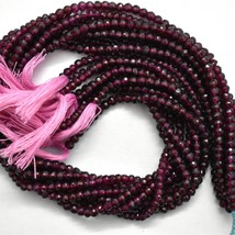 Natural Red Garnet 3.5-4mm Faceted Round Gemstone Beads 13&quot; Strand BDS-1086 - £28.24 GBP