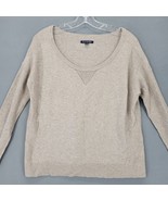 American Eagle Women Sweater Size M Brown Preppy Knit Long Sleeve Scoop ... - £9.90 GBP