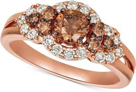 2.00Ct Round Cut Chocolate Diamond Engagement Wedding Ring 14k Rose Gold Finish - £81.18 GBP