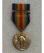 WWI, U.S. VICTORY MEDAL, FULL WRAPPED BROOCH AND 1/2&quot; MATCHING RIBBON - $30.00