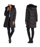 LARRY LEVINE Faux Fur Trim Removable Hooded Long Puff Coat, Black, Small... - $184.05 CAD