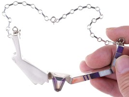 Doug Nava Taos/Apache Sterling silver multistone Channel inlay Necklace - £488.31 GBP