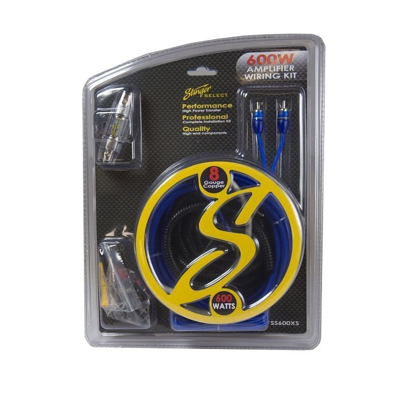 STINGER 8 GA COPPER 600W AMP KIT W/BLUE TWISTED RCA - $64.65