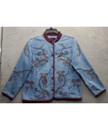 Denim &amp; Co. Jacket Womens M Multi Embroidered Paisley Long Sleeve Button... - $24.36