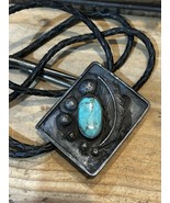 Vintage Bennett Pat Pend Signed Sliver &amp; Turquoise Stone Bolo Tie - $98.99
