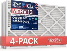 Bnx 16X25X1 Merv 13 Air Filter 4 Pack - Made In The Usa - Electrostatic,... - $1,141.61 MXN