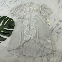 Miss Elaine Womens Vintage Peignior Sheer Top Size M New White Lace Ling... - $22.76