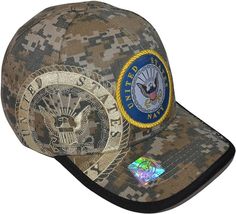 USN United States Navy Branch Seal Logo Digital Camo Curved Bill Adjustable Hat - £16.37 GBP