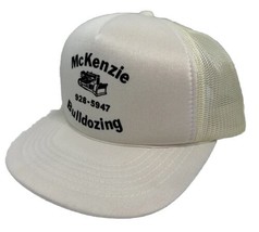 Vintage McKenzie Bulldozing Hat Cap Snap Back White YoungAn Trucker One Size - £15.47 GBP