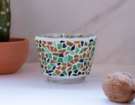 Stained glass mosaic candle holder, Handmade, mom appreciation, mosaic decor - £39.04 GBP