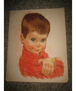 Vintage Adorable Big Eyed Little Boy Art Print for Framing 11 X 14 - £15.81 GBP