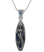 Jewelry Trends Sea Mermaid on Surfboard Sterling Silver Pendant Necklace... - $81.62 CAD