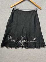 Ann Taylor Loft Womens Midi Linen Blend Skirt Petite 2P Embroidered Boho... - $38.88