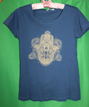 Lucky Eye Hamsa Graphic Blue T Shirt Size Women&#39;s Medium - £19.82 GBP