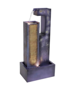 Cascading Tower Metal Water Fountain with Leds - 32” - $402.56 CAD