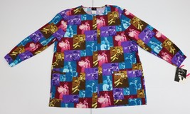 Elvis Presley Scrub Top Shirt Cotton Blend Multicolor Blue Hawaii - Size Large L - $15.00