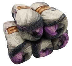 Angora gold Simli Glitter wool 5 x 100 gram multicolored with color gradient and - £27.84 GBP