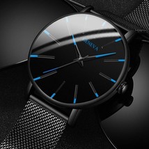 2022 Minimalist Mens Fashion Ultra Thin Watches Simple Men Business Stai... - $24.99