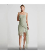 nwt $730 MIMCHIK sage sash slip dress with ivory lace 2/M pastel green m... - $430.65