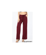 Wide Leg Palazzo Pants   Relaxed Fit Pockets Burgundy Casual Pants - $29.99