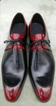 NEW Handmade Men&#39;s New 2 Tone Black Red shoes, Men&#39;s Brogue Lace Up Leather shoe - £114.95 GBP