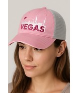Vegas Women&#39;s Pink Embroidered Adjustable Trucker Strapback Hat Cap Mesh... - $14.00 CAD
